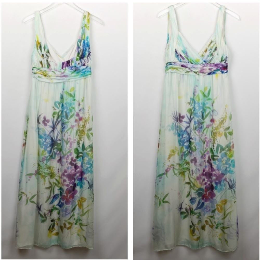 Zara Silk Floral Maxi Skirt Plated Small
